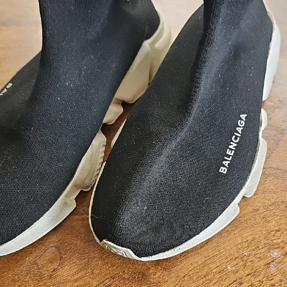 Balenciaga Black and White Sock Sneakers - Picture 2 of 10